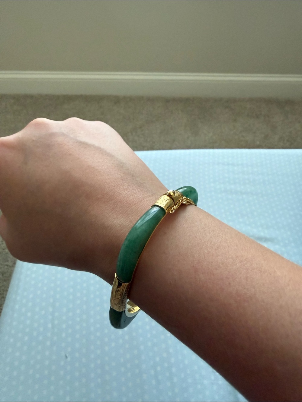 Gold-Tone Bracelet with Jade - Picture 6 of 6